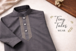 Tiny Tales Wear – Premium Gray Kurta Trouser for Boys | Elegant Festive Kids Outfit - Image 3