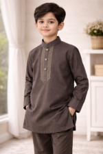 Tiny Tales Wear – Premium Gray Kurta Trouser for Boys | Elegant Festive Kids Outfit