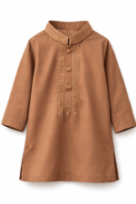Tiny Tales Wear – Premium Golden Brown Kurta Trouser for Boys | Elegant Kids Traditional Outfit - Image 3