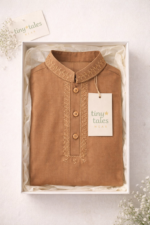 Tiny Tales Wear – Premium Golden Brown Kurta Trouser for Boys | Elegant Kids Traditional Outfit - Image 2