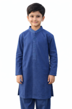 Tiny Tales Wear – Royal Blue Embroidered Kurta Trouser for Boys | Classic Kids Festive Outfit - Image 4