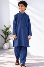 Tiny Tales Wear – Royal Blue Embroidered Kurta Trouser for Boys | Classic Kids Festive Outfit