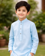 Tiny Tales Premium Sky Blue Kurta Trouser for Boys – Elegant Embroidered Kids Festive Wear - Image 4