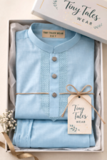 Tiny Tales Premium Sky Blue Kurta Trouser for Boys – Elegant Embroidered Kids Festive Wear - Image 3