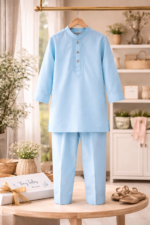 Tiny Tales Premium Sky Blue Kurta Trouser for Boys – Elegant Embroidered Kids Festive Wear - Image 2