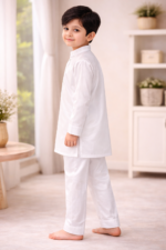 Tiny Tales Premium White Embroidered Kurta Trouser for Boys – Classic Kids Festive Wear - Image 4