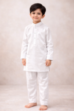 Tiny Tales Premium White Embroidered Kurta Trouser for Boys – Classic Kids Festive Wear - Image 3
