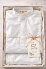 Tiny Tales Premium White Embroidered Kurta Trouser for Boys – Classic Kids Festive Wear - Image 2